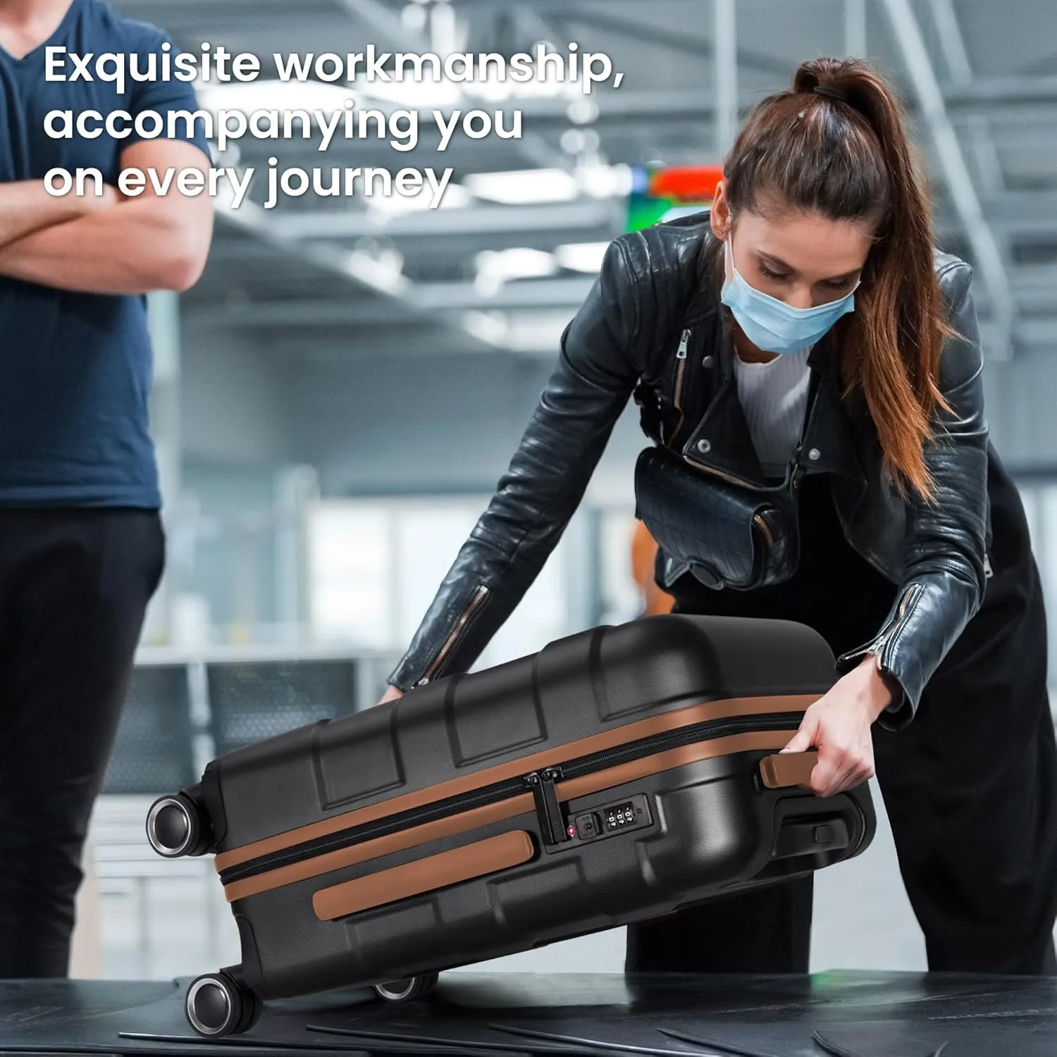Hardside Carry On Luggage 22x14x9 Airline Approved with Spinner Wheels, 20-inch Carry-On Suitcase for Men & Women, Black