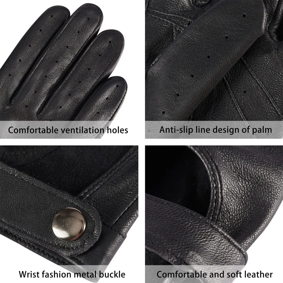 Harssidanzar Leather Driving Gloves For Womens,Touchscreen Texting Unlined Thin Sheepskin Dress Leather Gloves KL021
