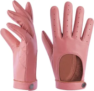 Harssidanzar Leather Driving Gloves For Womens,Touchscreen Texting Unlined Thin Sheepskin Dress Leather Gloves KL021