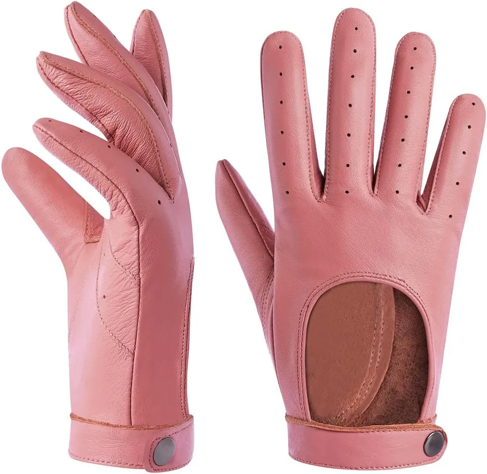 Harssidanzar Leather Driving Gloves For Womens,Touchscreen Texting Unlined Thin Sheepskin Dress Leather Gloves KL021