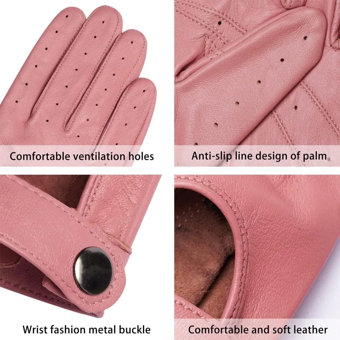 Harssidanzar Leather Driving Gloves For Womens,Touchscreen Texting Unlined Thin Sheepskin Dress Leather Gloves KL021