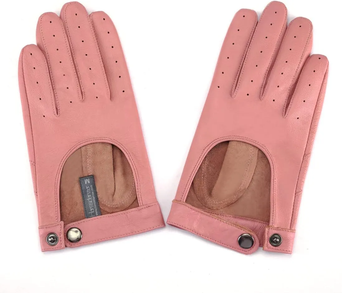 Harssidanzar Leather Driving Gloves For Womens,Touchscreen Texting Unlined Thin Sheepskin Dress Leather Gloves KL021