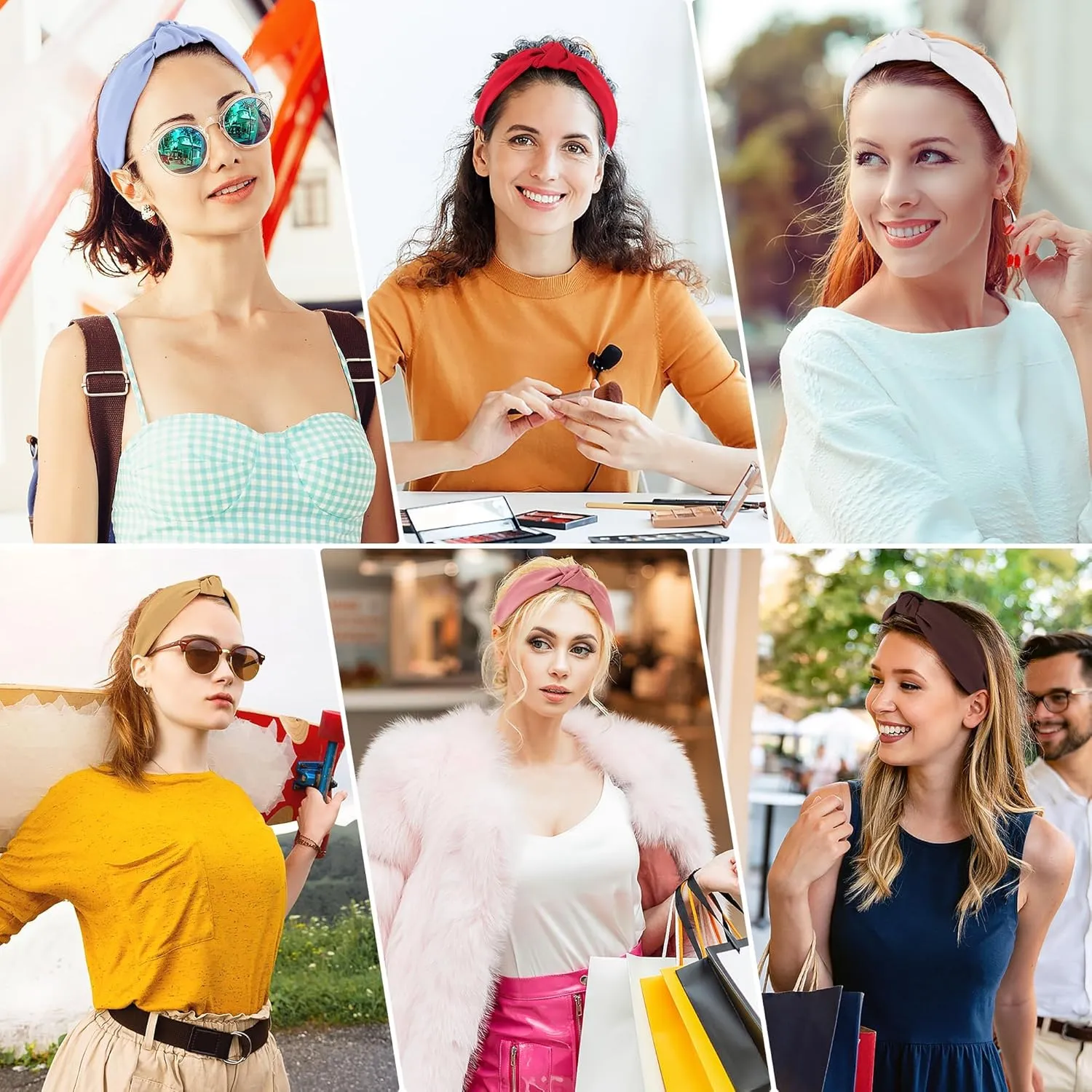 Headbands for Women Girls - 6PCS Stylish Top Knotted Headbands - Knotted Headband for Women - Head Bands Wide Hairband Hair Accessories