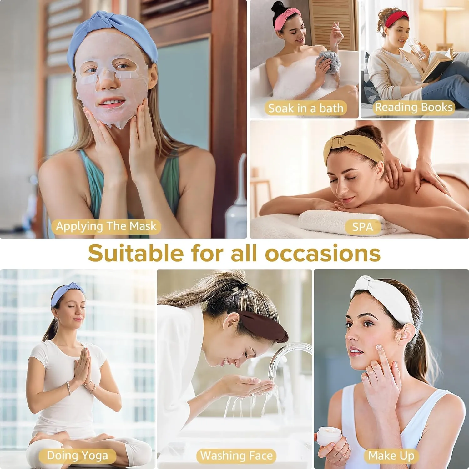Headbands for Women Girls - 6PCS Stylish Top Knotted Headbands - Knotted Headband for Women - Head Bands Wide Hairband Hair Accessories