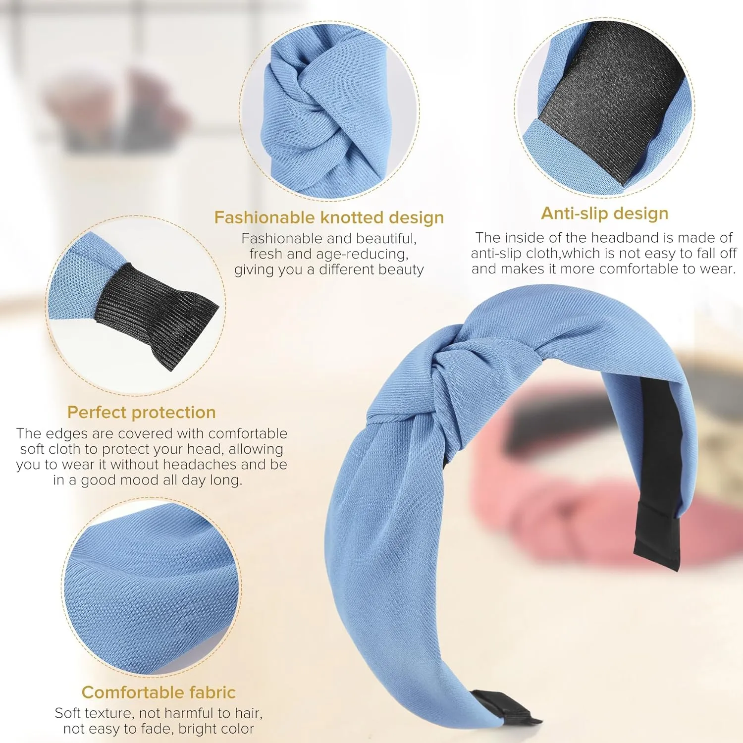 Headbands for Women Girls - 6PCS Stylish Top Knotted Headbands - Knotted Headband for Women - Head Bands Wide Hairband Hair Accessories