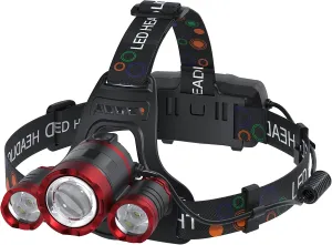 Headlamp Rechargeable 1200 Lumens Super Brightest 4 Modes Head Lamp for Adults Zoom Waterproof Headlight 90Angle Adjustable Head Lights for Outdoor Camping Hunting Running Hiking