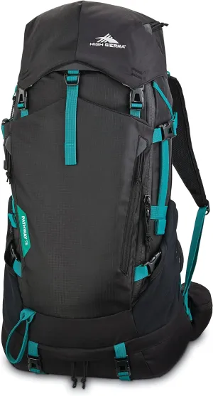 High Sierra Pathway 2.0 Backpack with Hydration Storage Sleeve, for Hiking, Biking, Camping, Traveling, Black, 75L