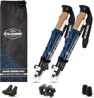 Hiking Poles Collapsible Lightweight & Adjustable - Quick Lock Foldable Trekking Poles, Hiking Sticks with Cork Grip & Foam Handle, Nordic Walking Poles for Women, Men & Seniors on Travel