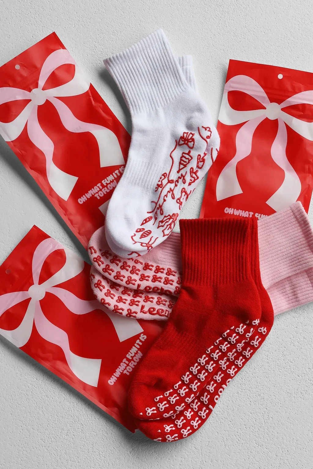 Holiday Grip Socks - The Design Collection - Jolly Red