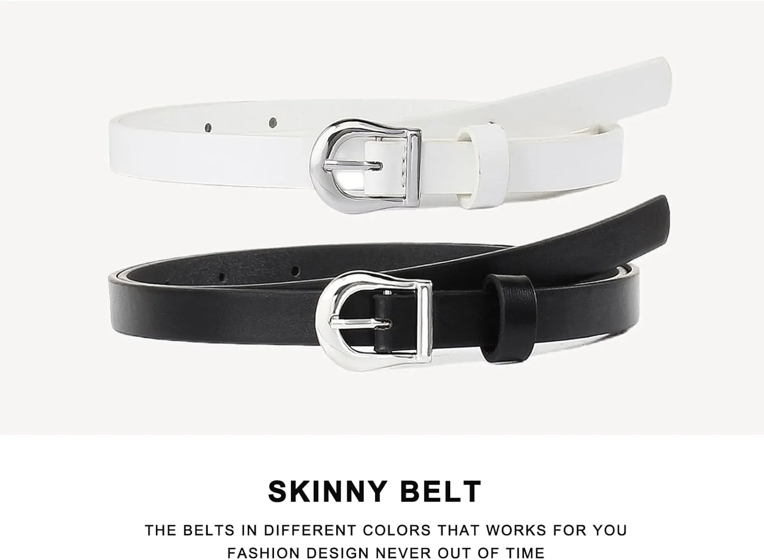HOTWILL 4 Pack Women Skinny Belts for Jeans Dress Thin Waist Belt for Ladies with Gold Buckle 0.55" Width