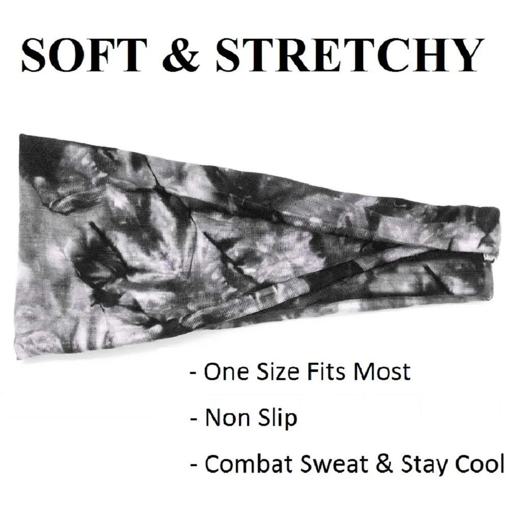 Huachi Women's Headbands Yoga Workout Exercise Headbands for Women Cute Elastic Hair Bands for Womens Hair Tie Dye Bandeau Headband Sweatbands