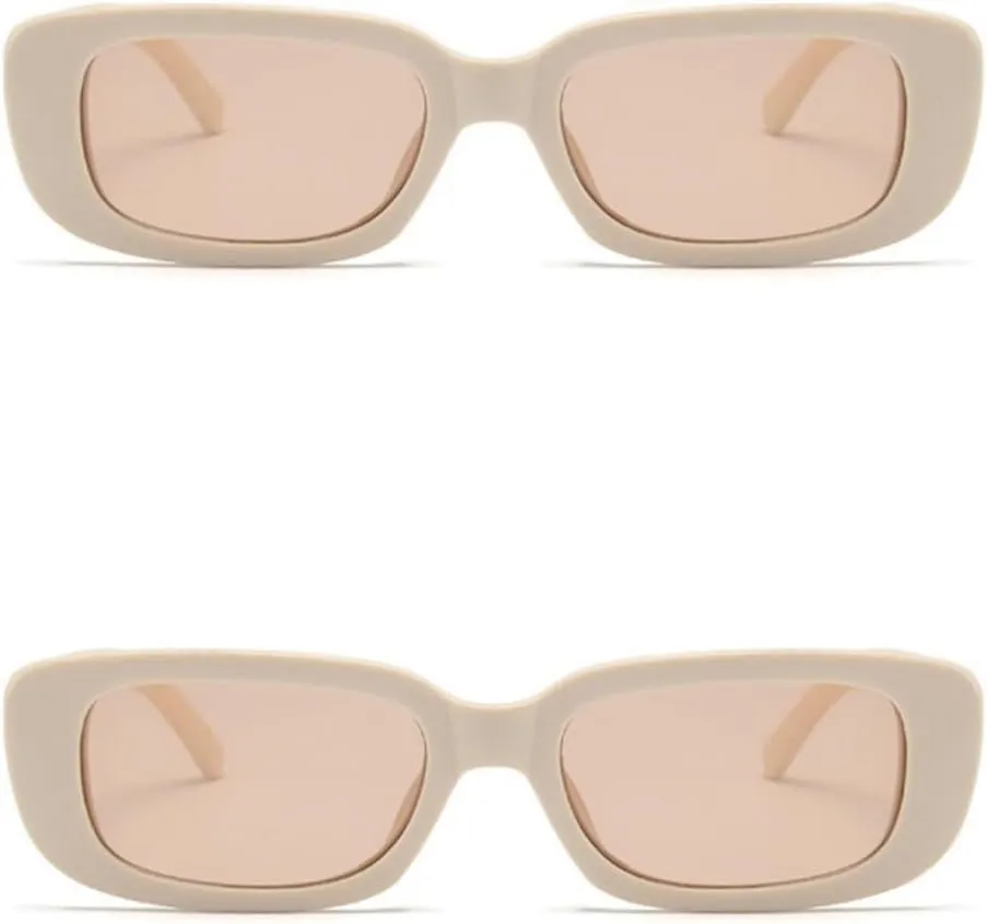 IKANOO Retro Rectangle Sunglasses for Women Men Small Square Frame Trendy Y2K 90s Black Sunglasses