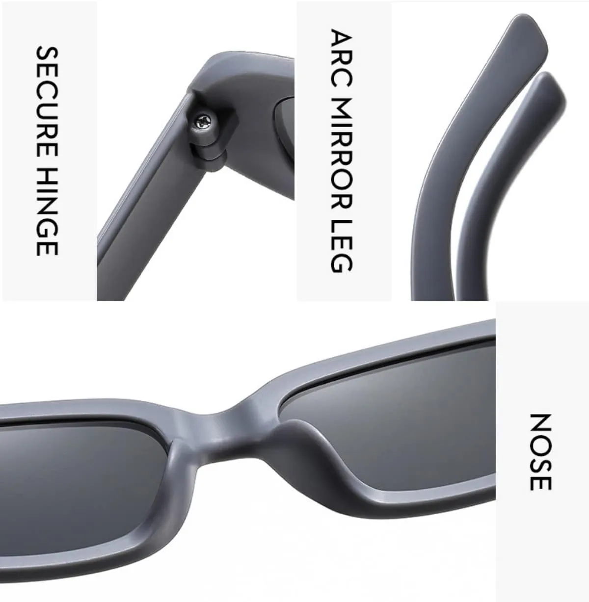 IKANOO Retro Rectangle Sunglasses for Women Men Small Square Frame Trendy Y2K 90s Black Sunglasses