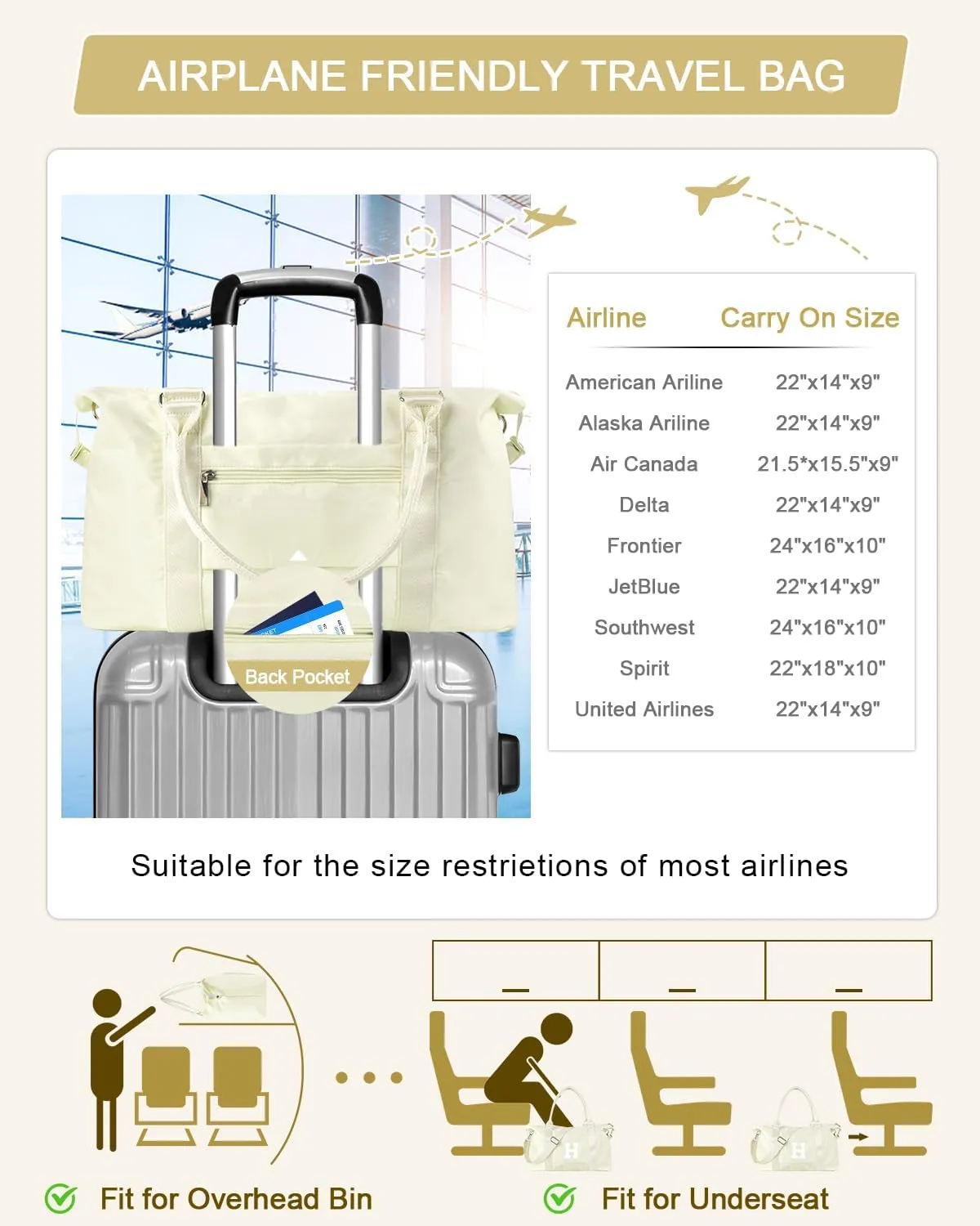 Initial Travel Duffel Bag Sports Gym Bag for Kids Teen Birthday Gifts,Beige Personalized Weekender Carry On Dance Bags for Women Men,Waterproof Monogram Overnight Bag with Trolley Sleeve(Letter H)