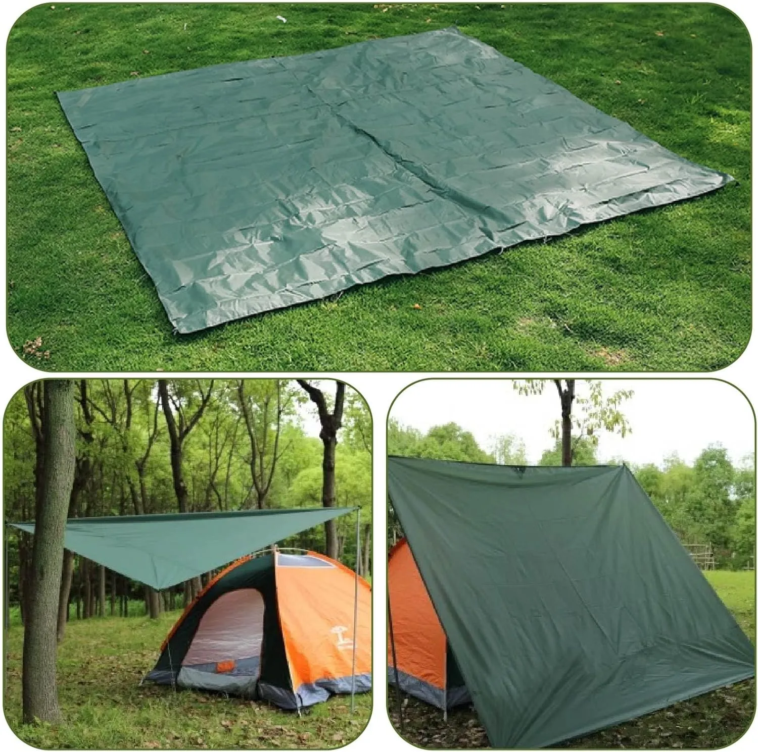 JEELAD Tent Footprint Camping Tarp Picnic Mat Waterproof Tent Floor Saver Ultralight Ground Sheet Mat for Hiking, Backpacking, Hammock, Beach with Storage Bag (Black, S)