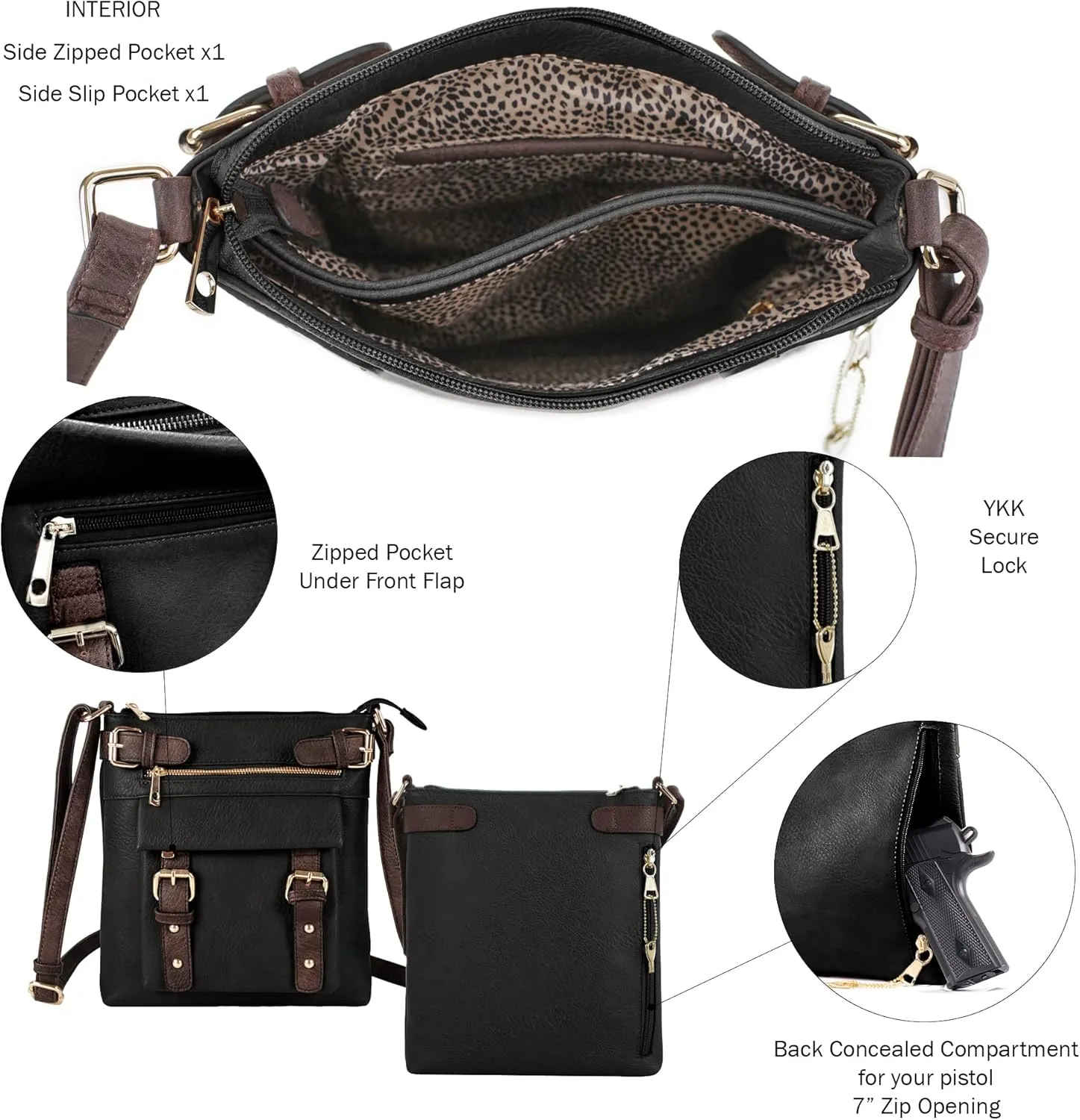 JESSIE & JAMES 2 Toned Belt Concealed Carry Crossbody Bag with Lock and Key