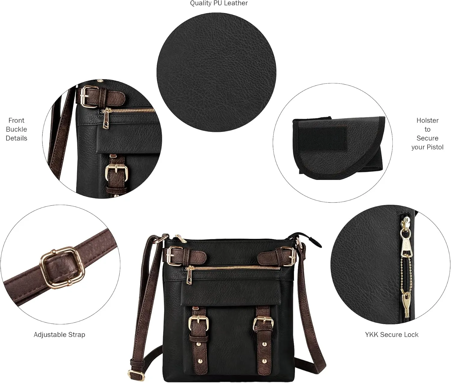 JESSIE & JAMES 2 Toned Belt Concealed Carry Crossbody Bag with Lock and Key
