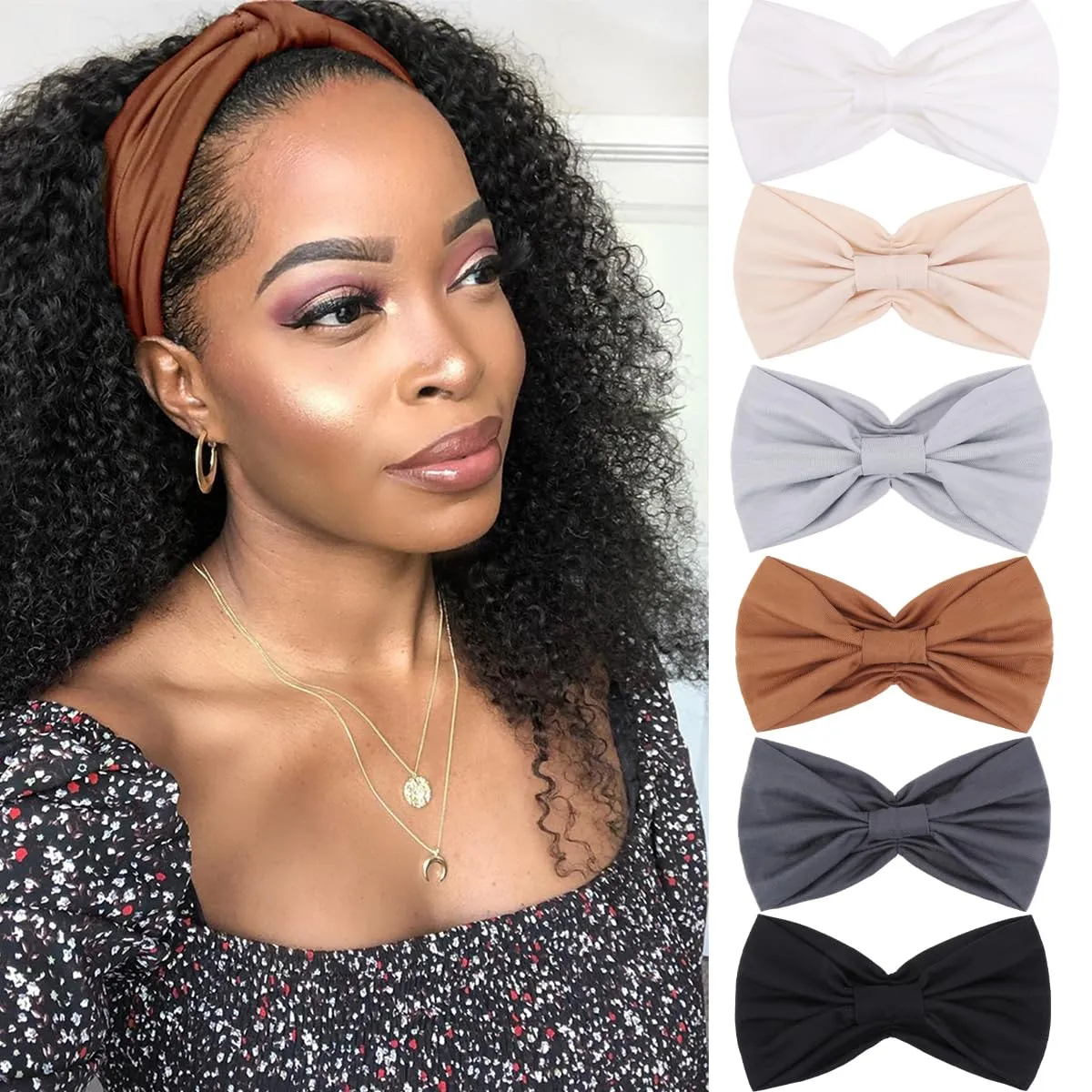 Kachanaa 6 Packs New Wide Headbands for Women's Hair,Non Slip Soft Elastic Bandeau Hair Bands Makeup Yoga Workout Running Sweat Hair Wraps Fashion Hair Accessories