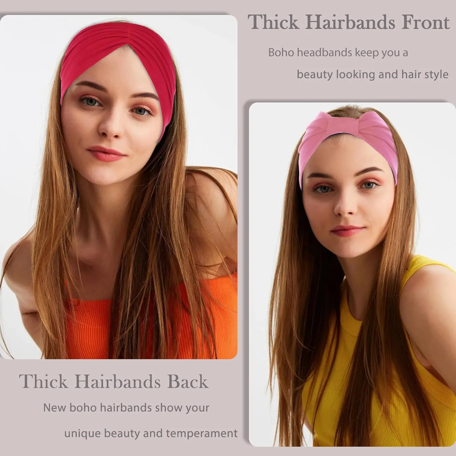 Kachanaa 6 Packs New Wide Headbands for Women's Hair,Non Slip Soft Elastic Bandeau Hair Bands Makeup Yoga Workout Running Sweat Hair Wraps Fashion Hair Accessories