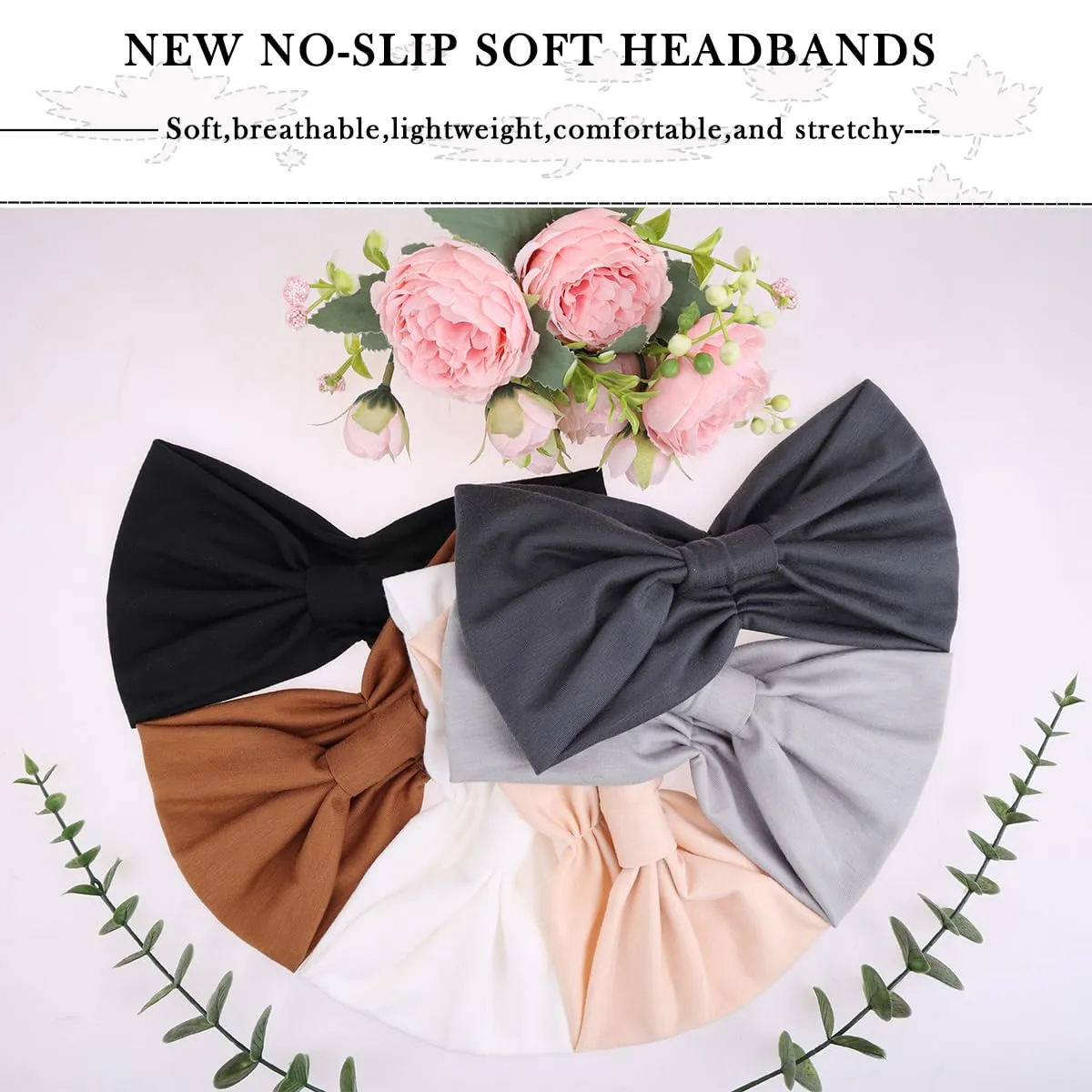 Kachanaa 6 Packs New Wide Headbands for Women's Hair,Non Slip Soft Elastic Bandeau Hair Bands Makeup Yoga Workout Running Sweat Hair Wraps Fashion Hair Accessories