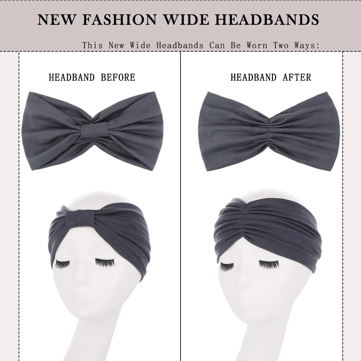 Kachanaa 6 Packs New Wide Headbands for Women's Hair,Non Slip Soft Elastic Bandeau Hair Bands Makeup Yoga Workout Running Sweat Hair Wraps Fashion Hair Accessories
