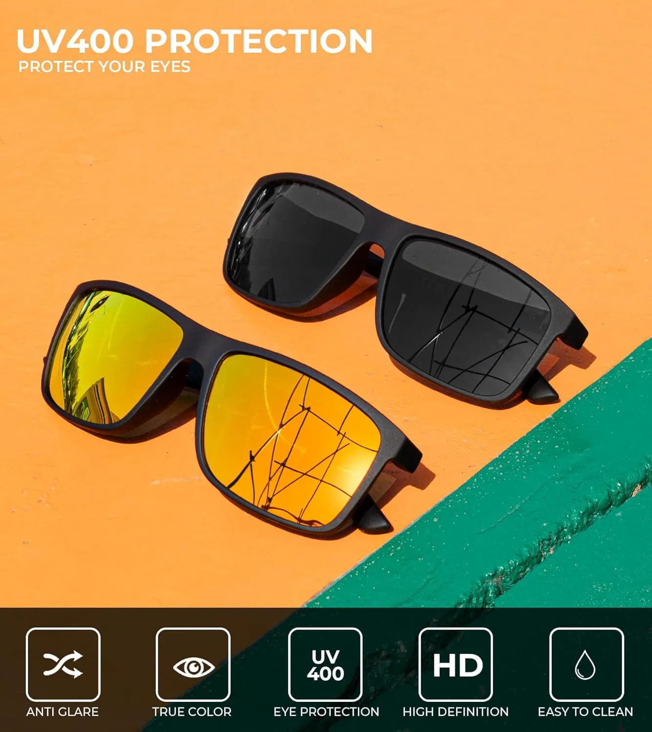 KALIYADI Polarized Sunglasses for Men and Women, Mens Sun Glasses with UV Protection for Driving Fishing Golf (3 Packs)