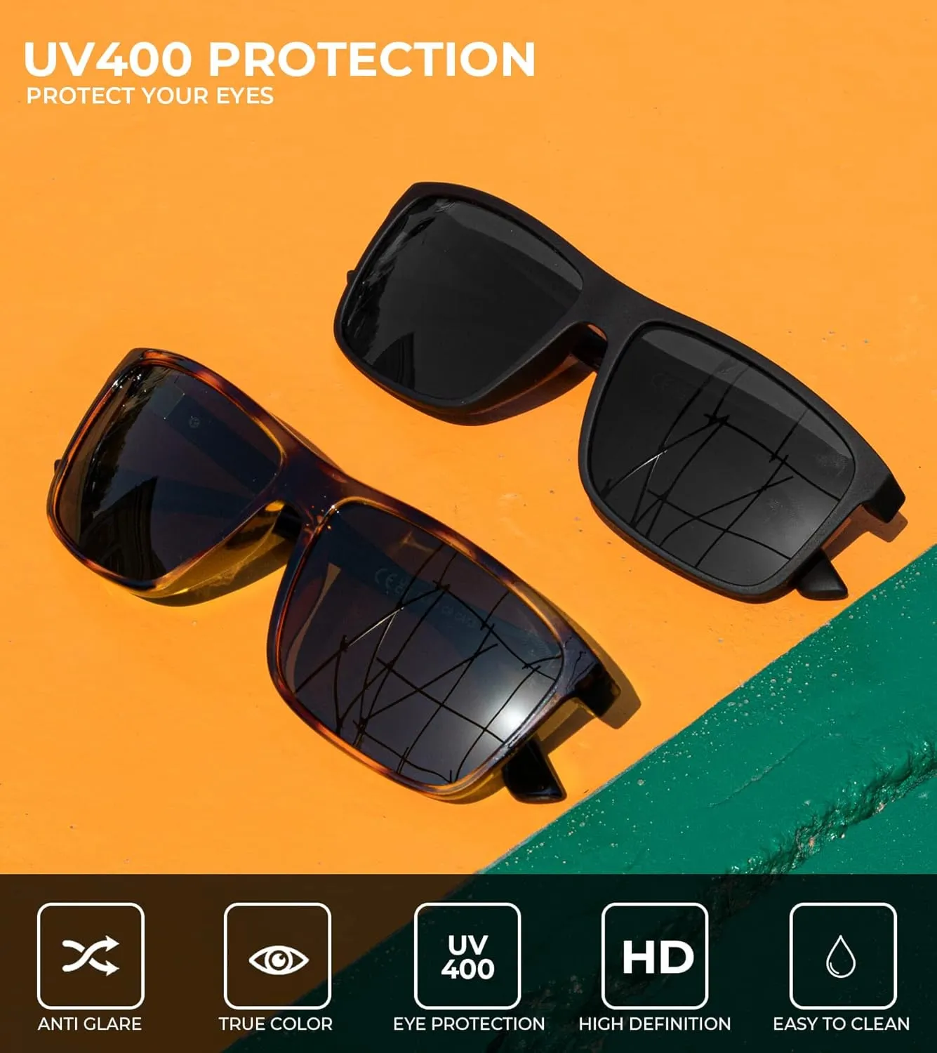 KALIYADI Polarized Sunglasses for Men and Women, Mens Sun Glasses with UV Protection for Driving Fishing Golf (3 Packs)