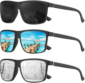 KALIYADI Polarized Sunglasses for Men and Women, Mens Sun Glasses with UV Protection for Driving Fishing Golf (3 Packs)
