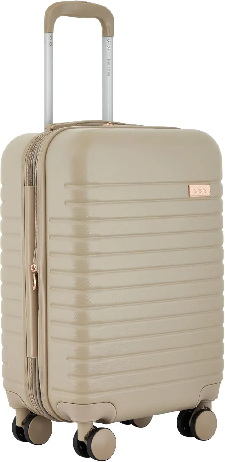 kensie Graceful Hardside Carry-On Luggage, Light Taupe, 22-Inch
