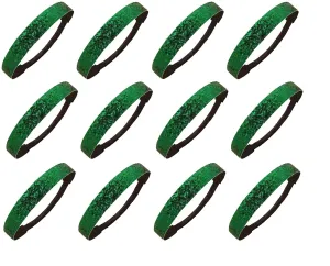 Kenz Laurenz 12 Pack Glitter Headbands - Elastic Stretch Sparkly Fashion Headband for Teens Girls Women Softball Volleyball Basketball Sports Teams Set Hair Accessories Store (Green)