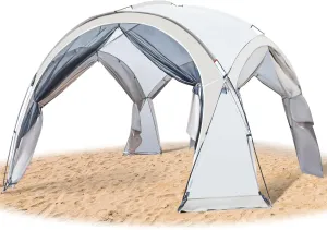 Large Beach Canopy Tent 14 X 14ft, UPF 50  Pop Up Sun Shelter for 8-10 Person, Portable Beach Sun Shade with Side Walls for Camping, Fishing, Backyard, Fishing, Parties, Picnics