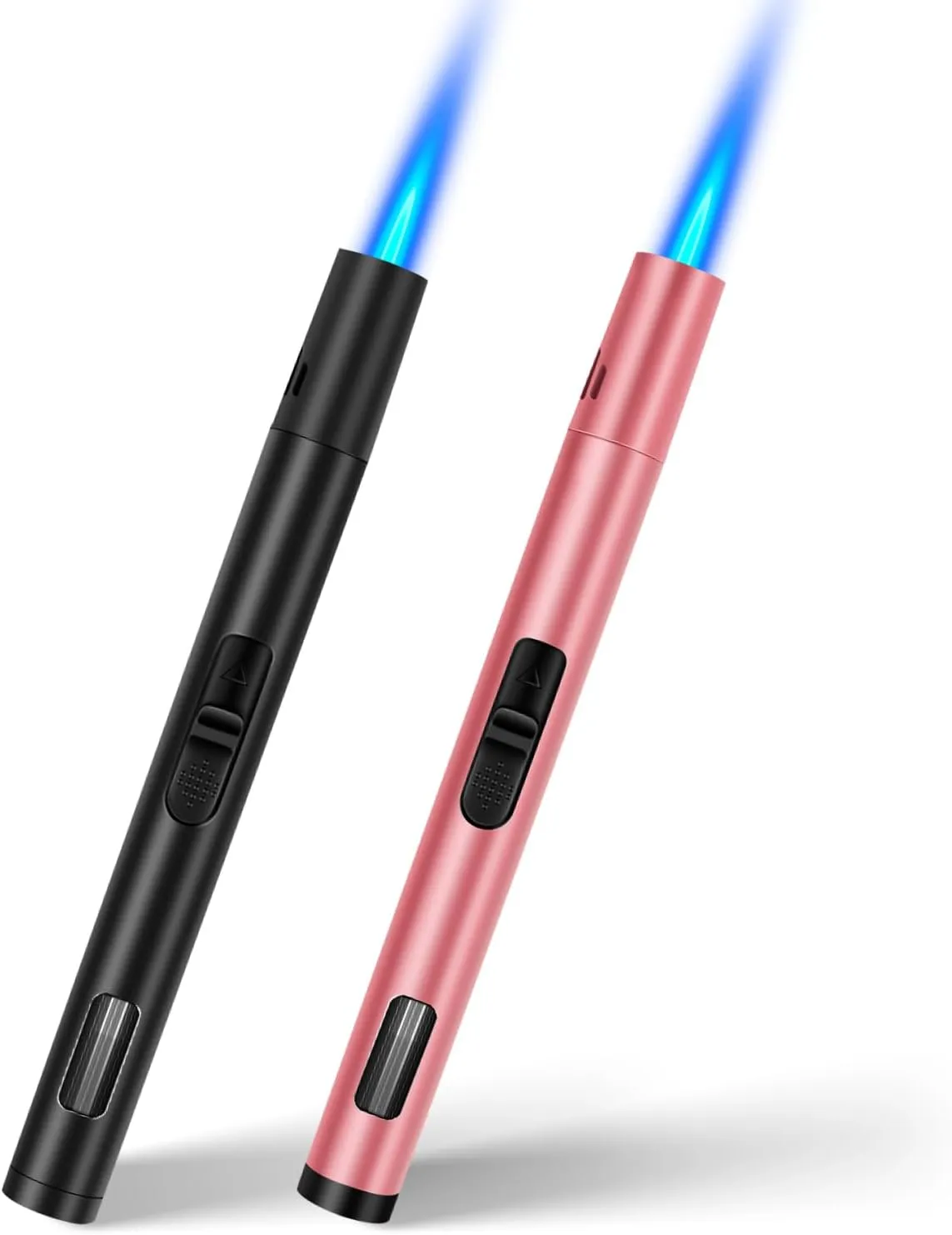 LcFun Torch Lighters 2 Pack Refillable Butane Lighter, Butane NOT Included, Windproof Adjustable Jet Flame Long Lighters for Candle, Grill, BBQ, Camping