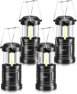 LED Camping Lantern, Battery Operated Lights, Adjustable Brightness for Camping, Power Outages, Emergencies, Outdoor Collapsible Lanterns, 4 Pack