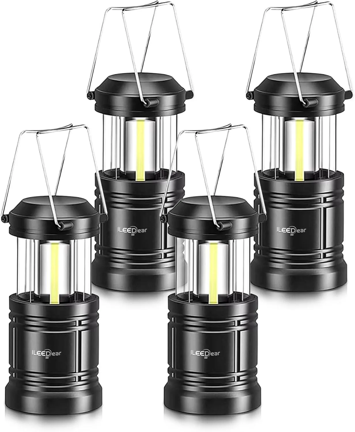 LED Camping Lantern, Battery Operated Lights, Adjustable Brightness for Camping, Power Outages, Emergencies, Outdoor Collapsible Lanterns, 4 Pack