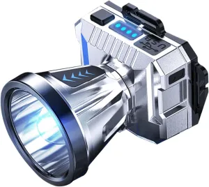 LED Rechargeable Headlamp, Head Lamp Super Bright with 3 Light Modes, Battery Level Display, Headlight for Fishing Camping Hiking