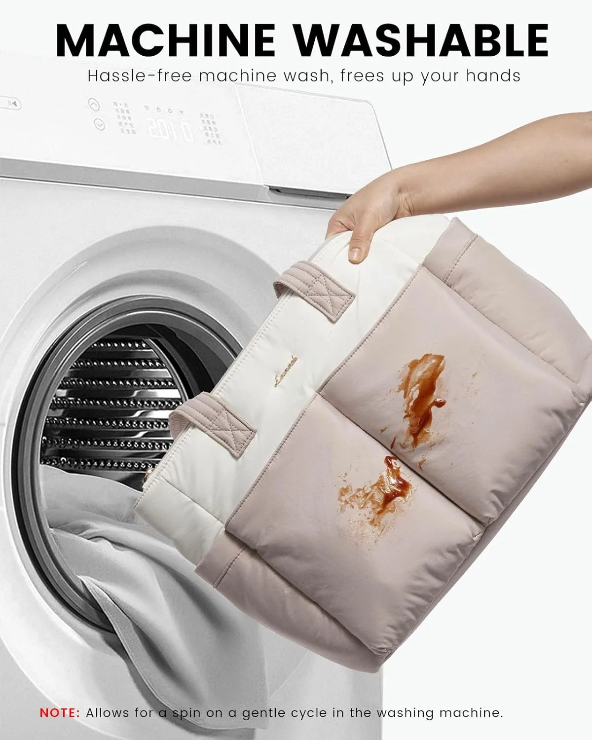 LOVEVOOK Tote Bag for Women, Large Puffer Tote Bag with Zipper, Light Work Bag, Travel Laptop Bag for Women
