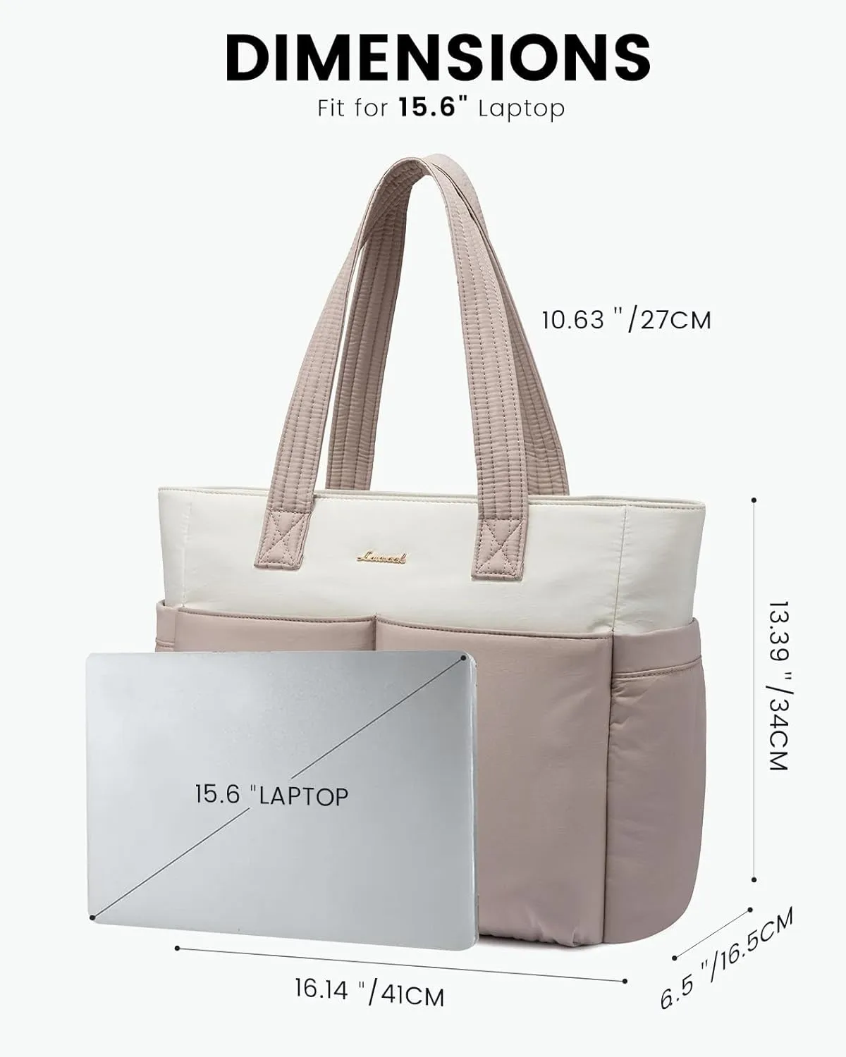 LOVEVOOK Tote Bag for Women, Large Puffer Tote Bag with Zipper, Light Work Bag, Travel Laptop Bag for Women