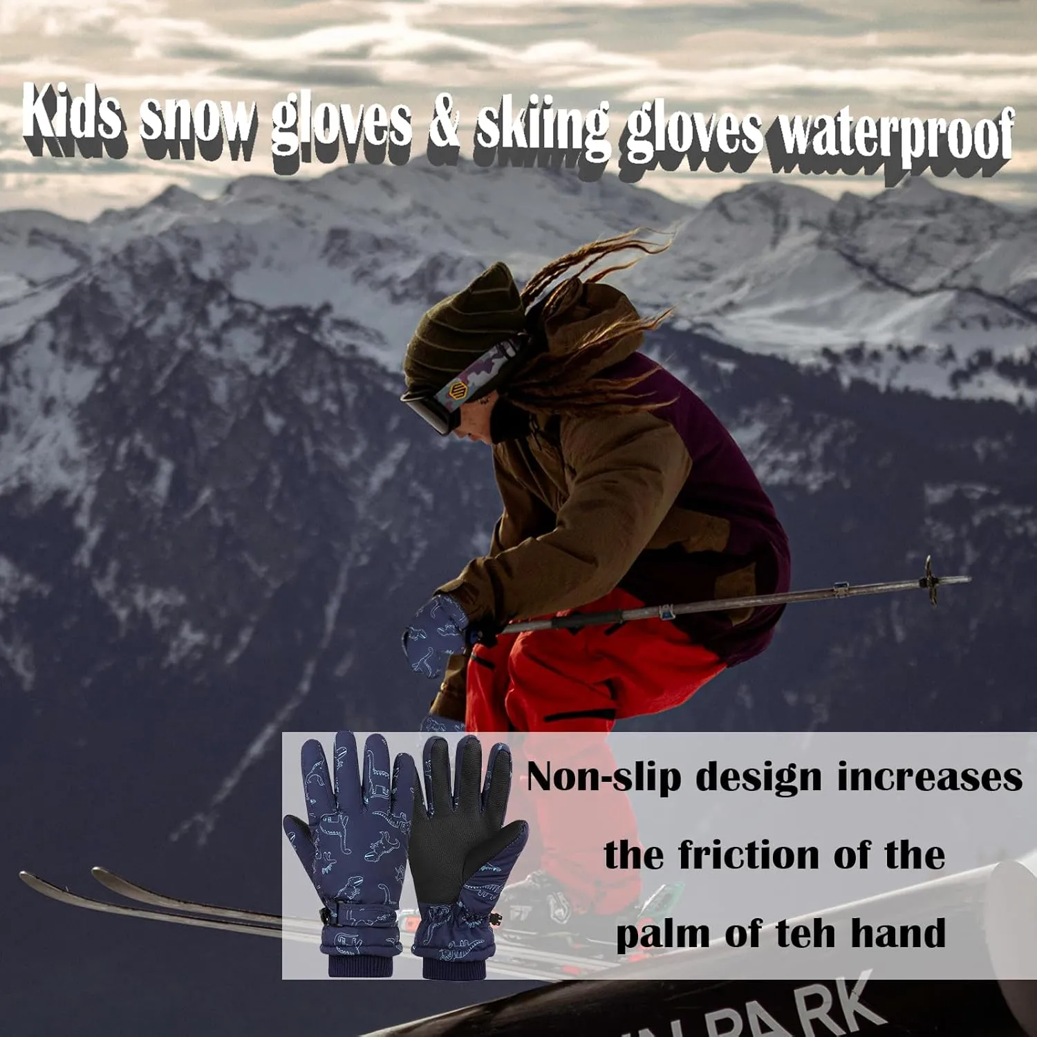 LPMOERA Kids Gloves Winter Toddler Snow Waterproof Gloves For Boys Girls Ski Gloves Toddler Mittens Windproof