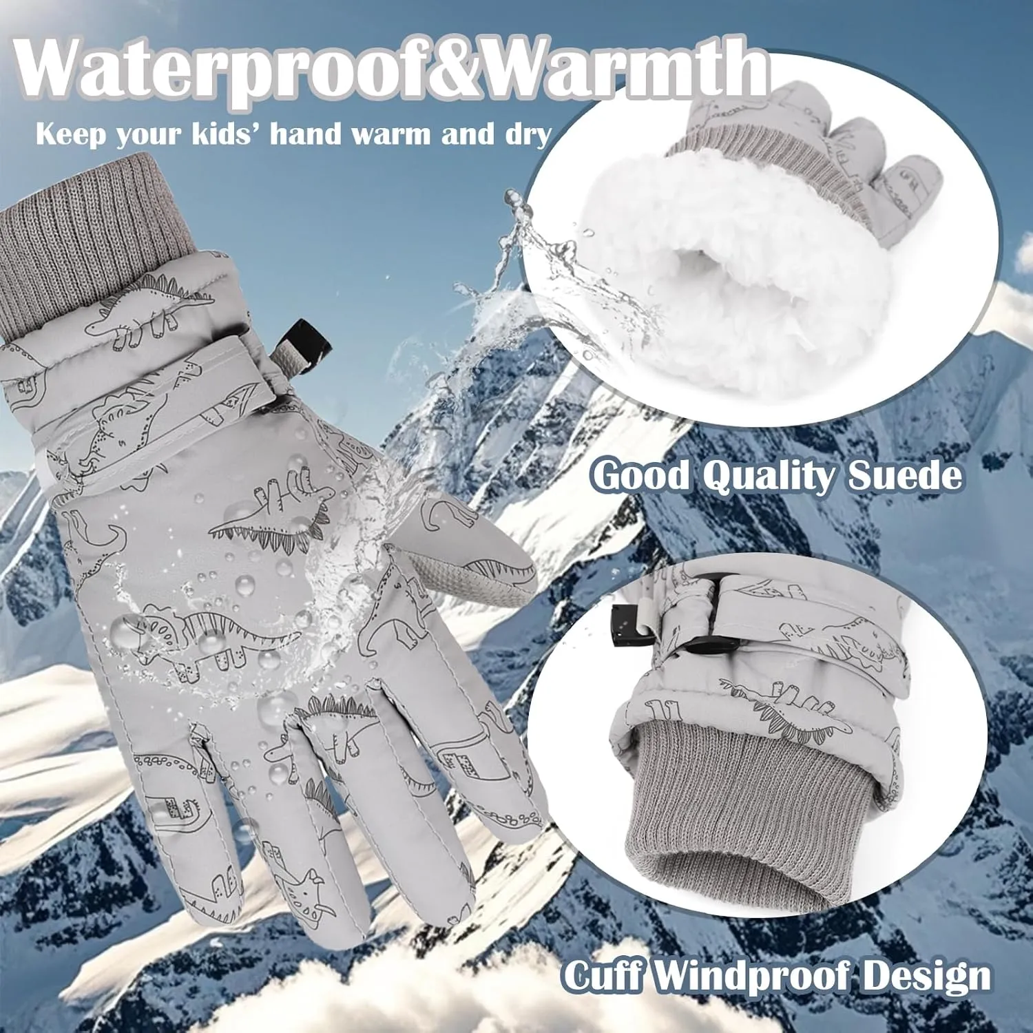 LPMOERA Kids Gloves Winter Toddler Snow Waterproof Gloves For Boys Girls Ski Gloves Toddler Mittens Windproof