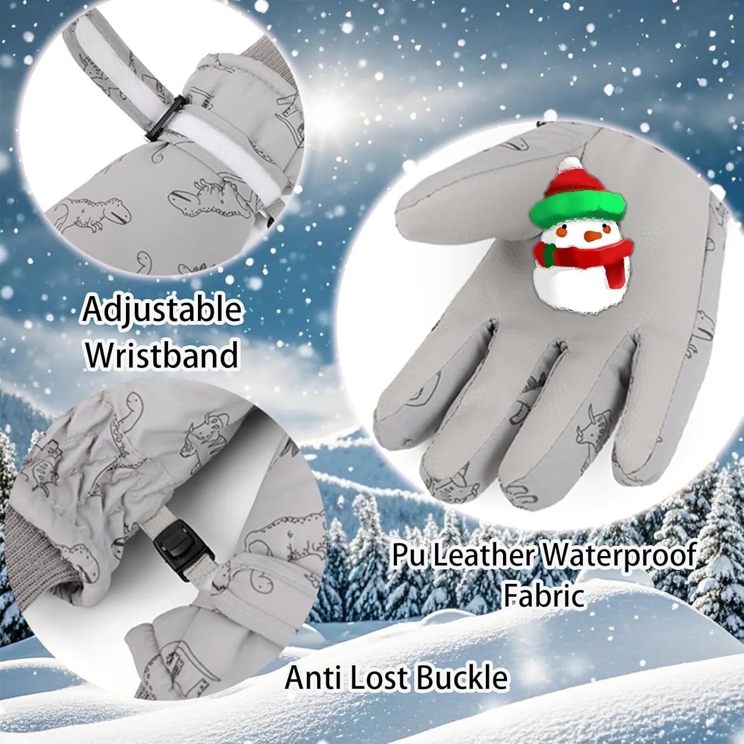 LPMOERA Kids Gloves Winter Toddler Snow Waterproof Gloves For Boys Girls Ski Gloves Toddler Mittens Windproof