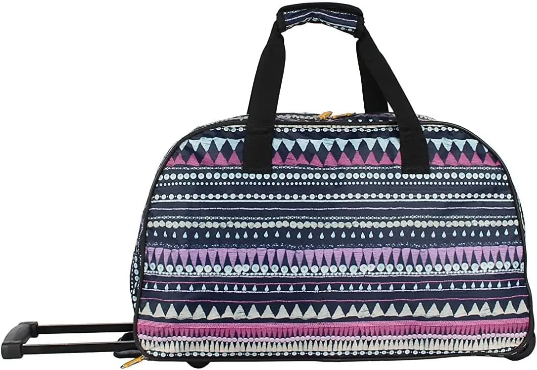 LUCAS Designer Carry On Luggage Collection - Lightweight Pattern 22 Inch Duffel Bag- Weekender Overnight Business Travel Suitcase with 2- Rolling Spinner Wheels (GEOMETRIC, 22in)