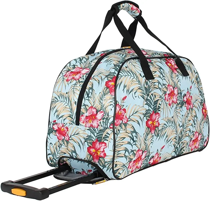 Lucas Designer Carry On Luggage Collection - Lightweight Pattern 22 Inch Duffel Bag- Weekender Overnight Business Travel Suitcase with 2- Rolling Wheels (OCEAN, 22in)