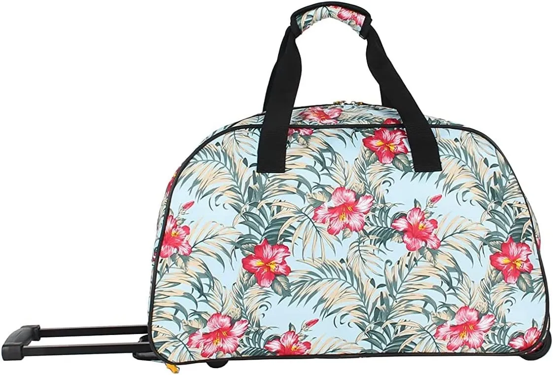 Lucas Designer Carry On Luggage Collection - Lightweight Pattern 22 Inch Duffel Bag- Weekender Overnight Business Travel Suitcase with 2- Rolling Wheels (OCEAN, 22in)