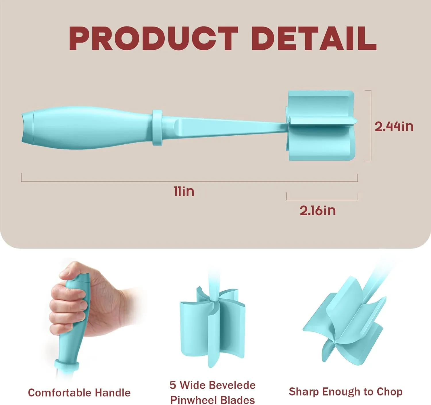 Meat Chopper, Upgrade Hamburger Smasher, Premium Heat Resistant Meat Masher for Ground Beef, Ground Turkey and More, Non Stick Mix Grinder-Aqua