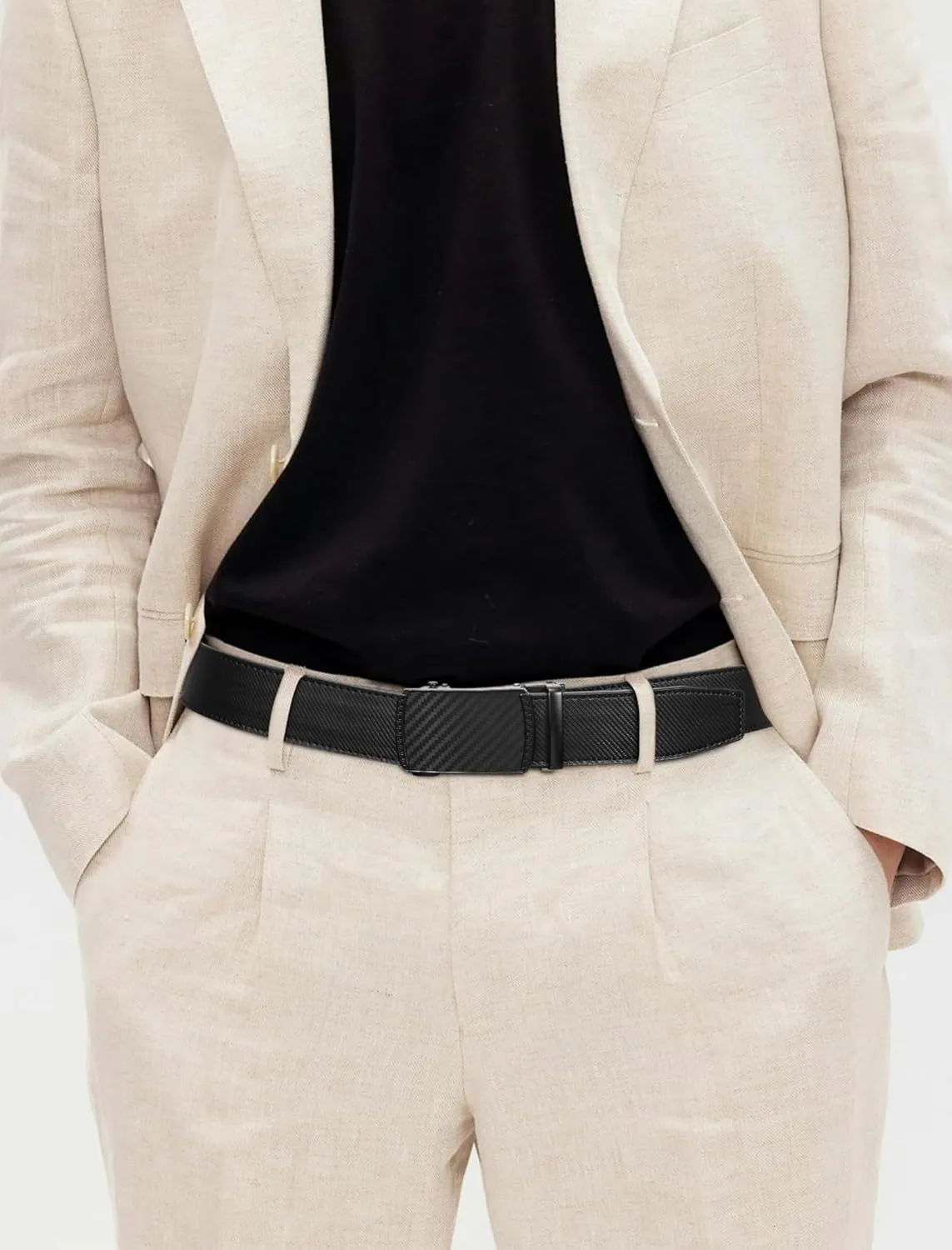 Mens Belt,Ratchet Belts for Men Leather 1 3/8'' Adjustable for Dress Jeans,Comfort Trim to Fit