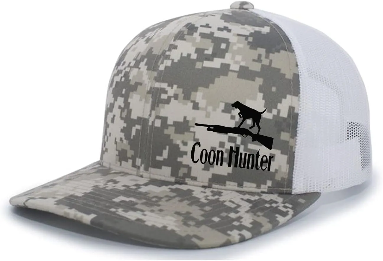 Men's Hunting Embroidered Coon Hunter Gun Dog Mesh Back Trucker Hat