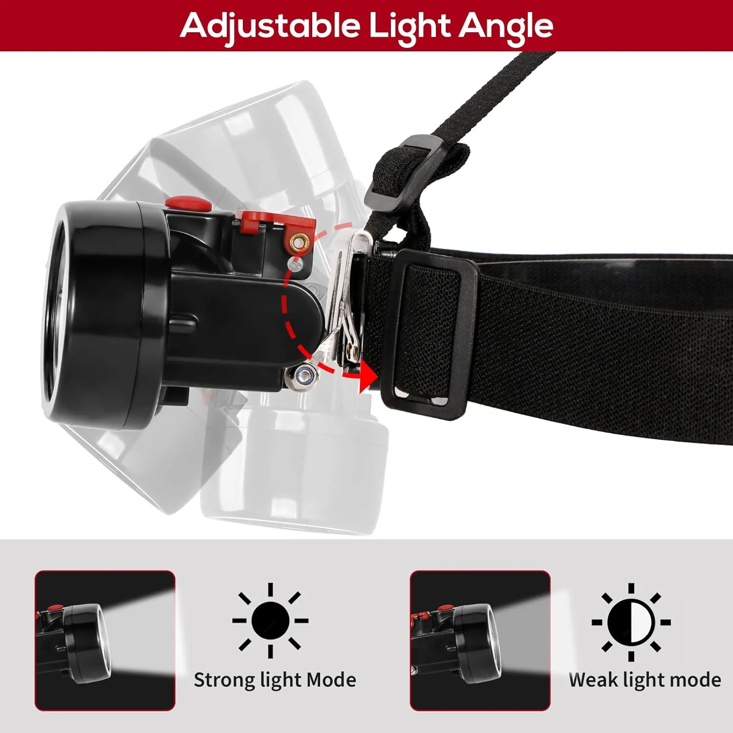 Mining Light KL2.8LM Rechargeable LED Headlamp Waterproof Explosion-Proof Miners Headlamps Flashlight Camping Lights for Night Running Fishing Hunting (Red)