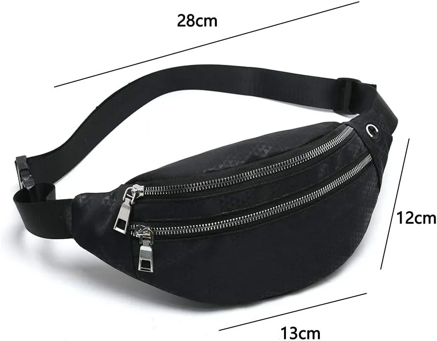 MOCE Waist Bag Fanny Pack for Men & Women Fashion Water Resistant Hip Bum Bag with Adjustable Belt for Travel Hiking Running Outdoor Sports.(Black02)