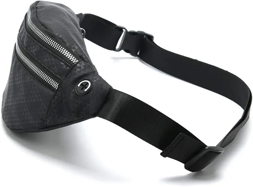 MOCE Waist Bag Fanny Pack for Men & Women Fashion Water Resistant Hip Bum Bag with Adjustable Belt for Travel Hiking Running Outdoor Sports.(Black02)