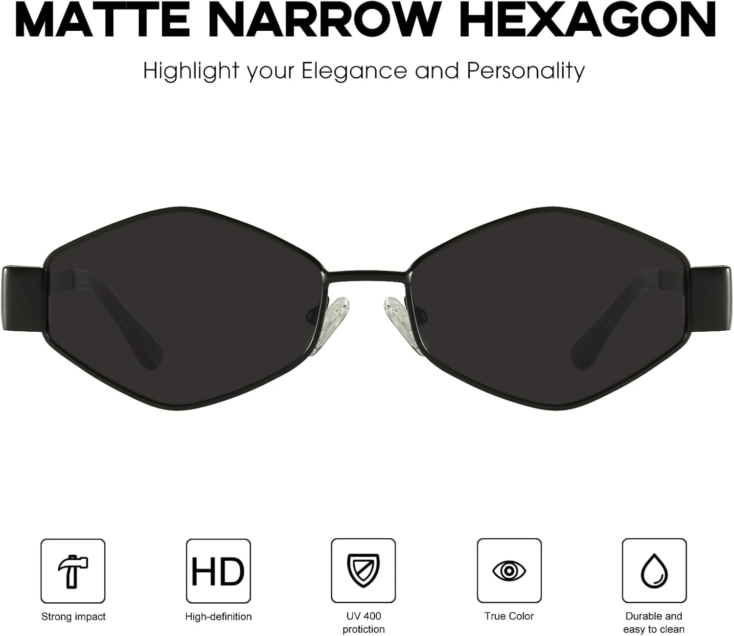 mosanana Trendy Hexagon Metal Sunglasses for Women Small Retro Style MS52475